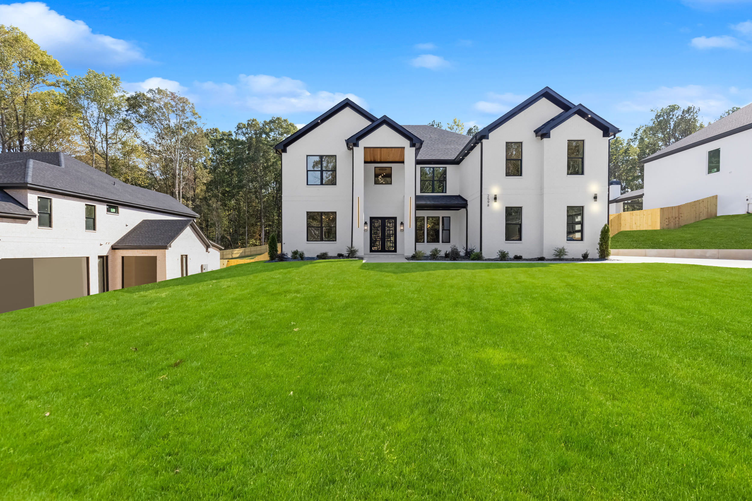 Front exterior and lawn